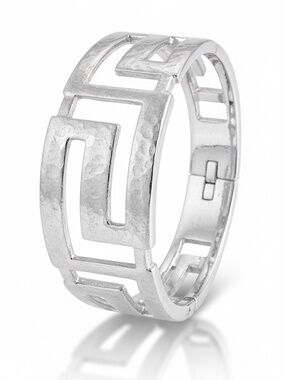 Womens Silver Hinged Geometric Bracelet Non-Tarnish